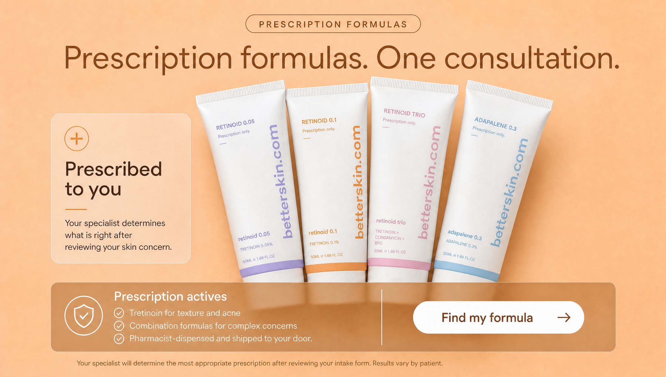 Four formulas. One consultation. Find my formula.